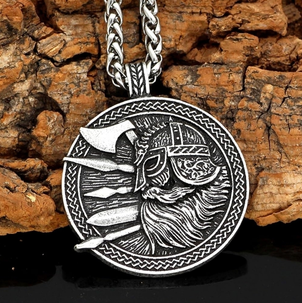 Viking Warrior Silver Pendant Necklace